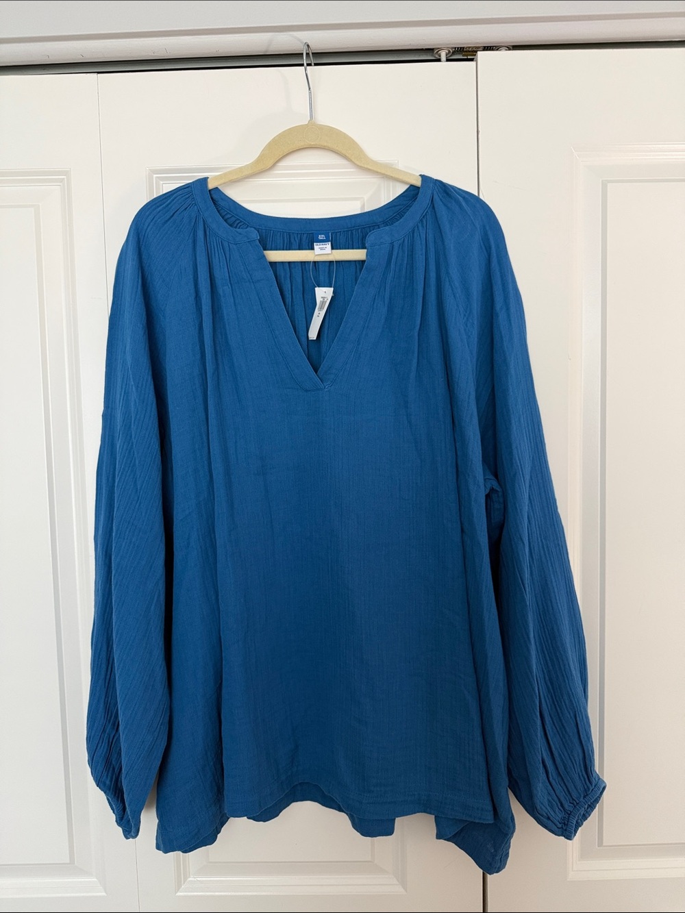 NWT Old Navy Blue Peasant V-Neck Tunic Top XXL Tall